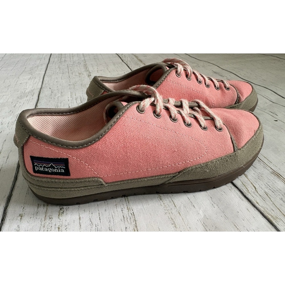 Patagonia Activist Canvas Sneakers Coral Pink Olive Green Womens sz 7 - Picture 4 of 8